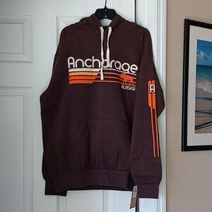 ANCHORAGE Logo MV Sport Sweatshirt with Hoodie Brown Size Large NEW